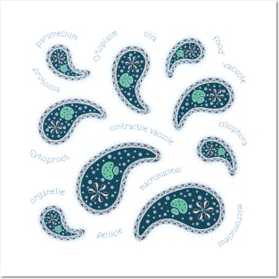 Turquoise Paramecia Paisley Posters and Art